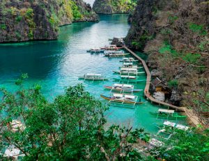 Paisagem do Kayangan Lake em Coron. - transportes nas Filipinas
